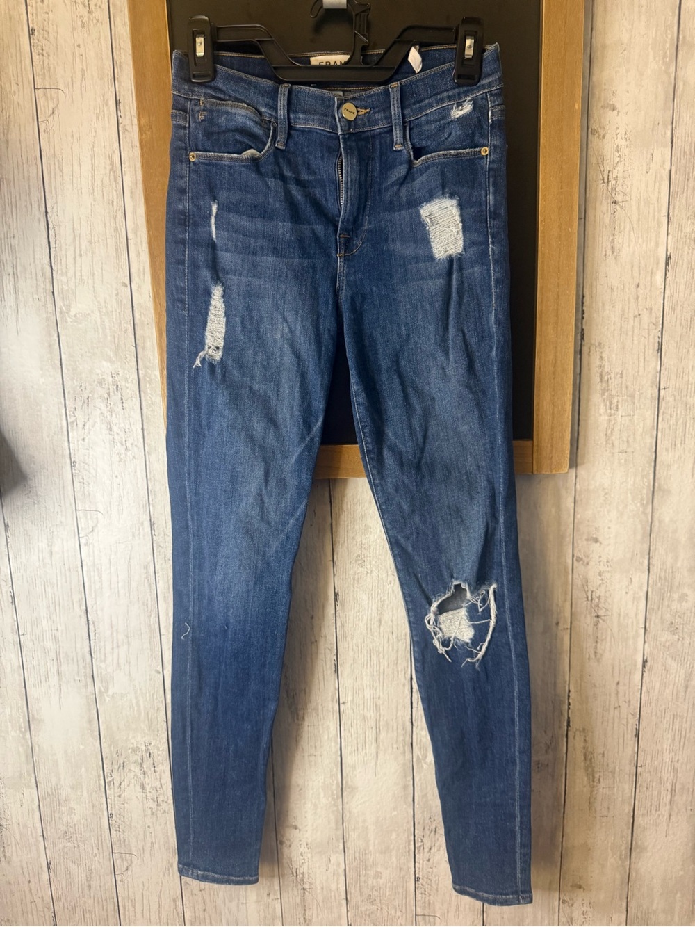 FRAME DENIM Le High Skinny High Rise Distressed Dark Wash Jeans Women’s 26
